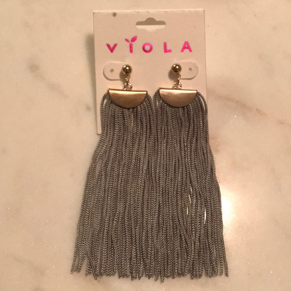 Gray Tassel Earrings